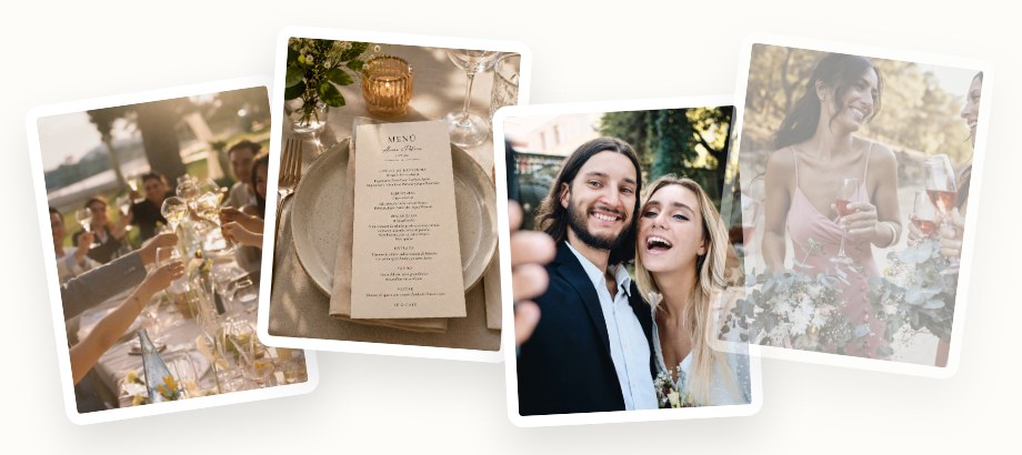 Fotos del matrimonio: brindis, menú, los novios y las invitadas